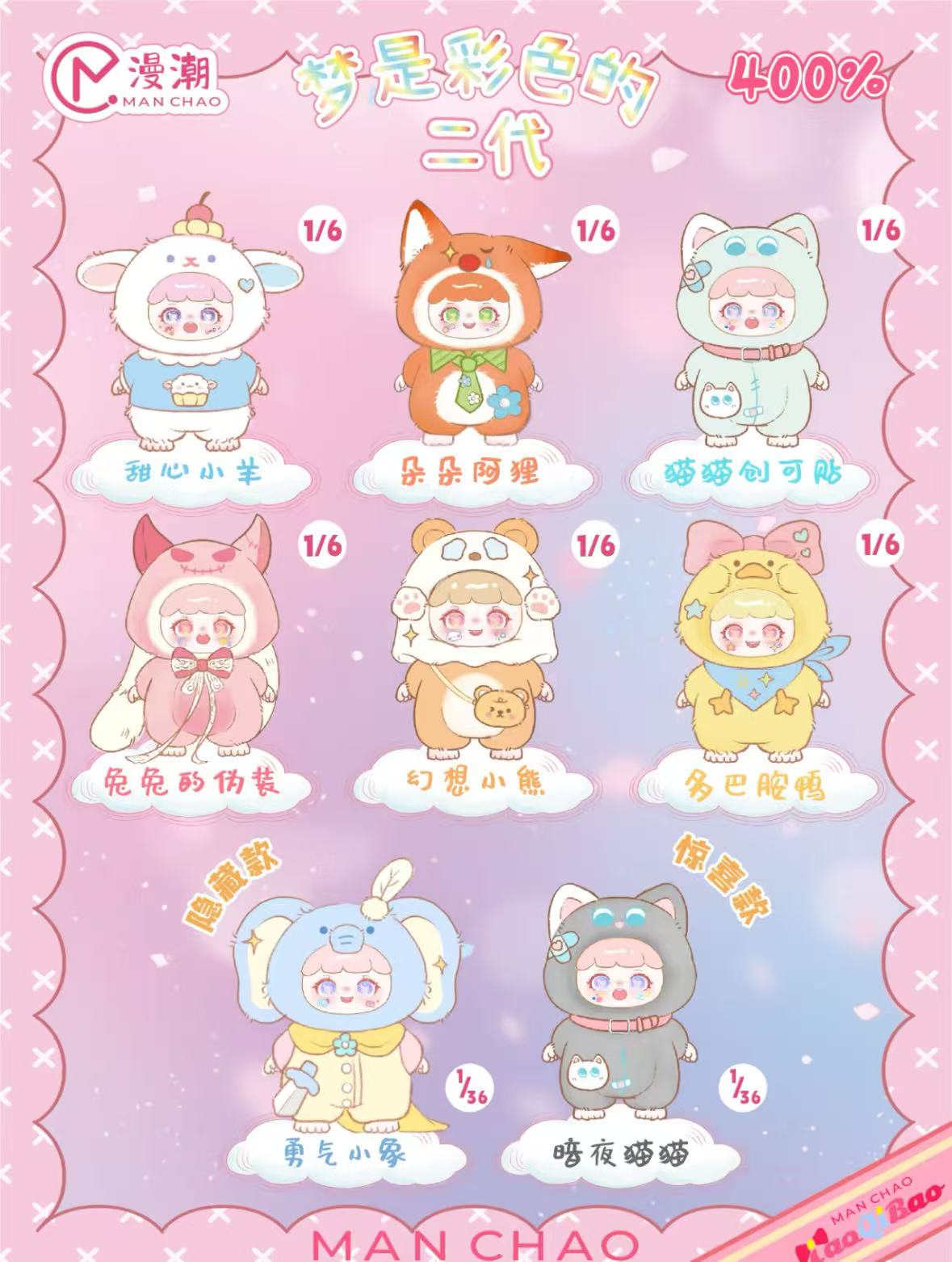 【 Buy 2 get 1 Free 】MANCHAO 400% Plush Blind Box