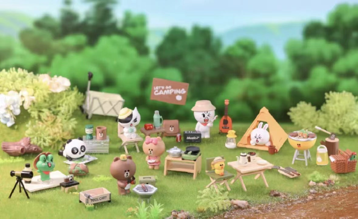 line friends camping together