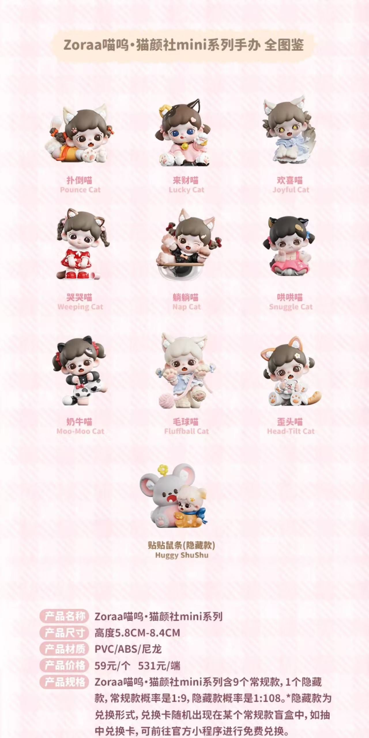 Zoraa Mewo Cat Face mini Series Blind Box
